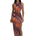 Two Piece Maxi Skirt Set- High Slit Long Skirt and Sleeveless Crop Top