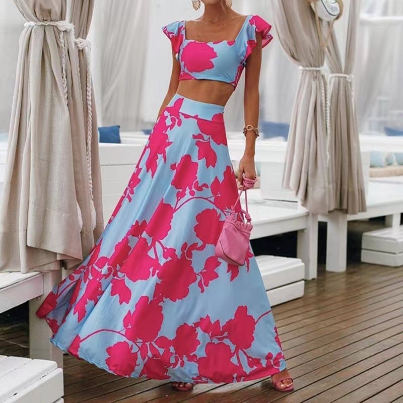 Floral Sleeveless Dress Two-Piece Set