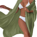 Button Front Sleeved Kimono Bathing Suit Beach Cover Up
