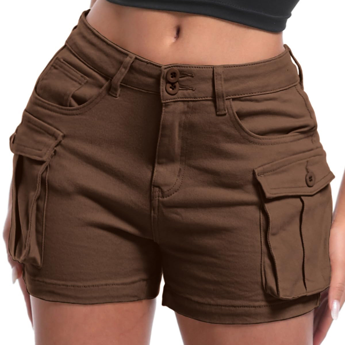 Brown Cargo Shorts with Pockets
