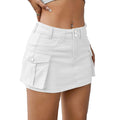 White Low Waist Cargo Skirt with Pockets
